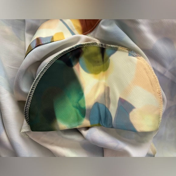 🆕Eloquii Satin Yellow and Green Sheath Dress with Bishop Sleeves 16🆕 - Picture 14 of 15